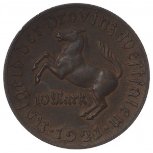 Germany, Westphalia, 10 marks 1921
