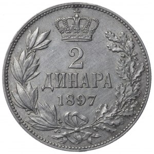 Serbia, 2 dinara 1897
