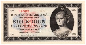 Czechoslovakia, 100 korun 1945, SPECIMEN