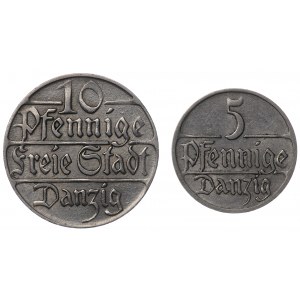 Gdańsk, 5 i 10 fenigów 1923 - zestaw 2 sztuki