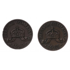 Germany, German East Africa, 1/2 heller 1905 A - set of 2 pieces