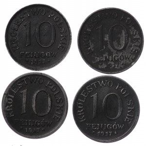 Królestwo Polskie, 10 fenigów 1917 - zestaw 4 sztuki