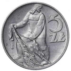 Poland, People's Republic of Poland, 5 gold 1960, Fisherman - skinny sleeve