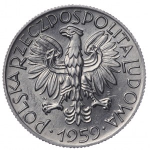 Poland, People's Republic of Poland, 5 gold 1959, Fisherman - delicate twist