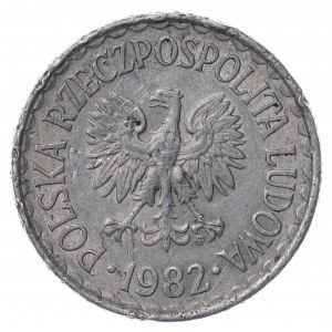 Polska, PRL, 1 złoty 1982 - cienka data