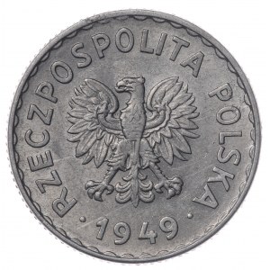 Polska, PRL, 1 złoty 1949 - pęknięty stempel