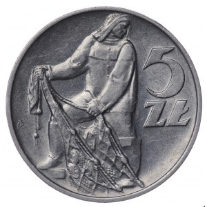 Polska, PRL, 5 złotych 1971 Rybak