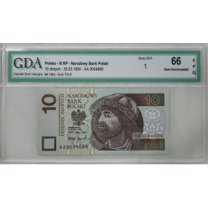Polsko, III RP, 10 zlotých 1994, série AA