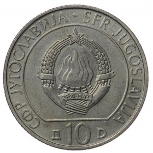 Jugosławia, 10 dinara 1983, bez ścieżki przed pomnikiem - rzadsze