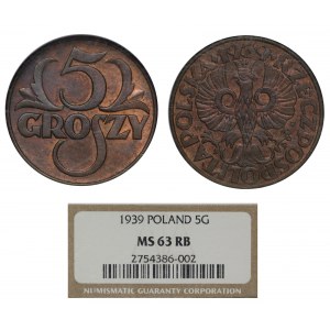 Polska, II RP, 5 groszy 1939