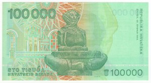 Chorvátsko, 100 000 dinárov 1993