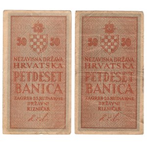 Chorvatsko, 50 banica 1942 - sada 2 kusů