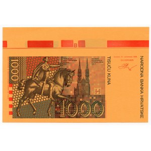 Chorvatsko, 1000 kun 1993 - zkušební tisk rubové strany