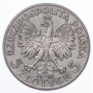 Polska, II RP, 5 złotych Głowa Kobiety 1933