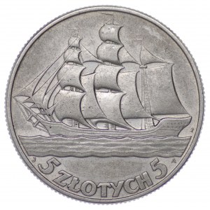 Polska, II RP, 5 złotych Żaglowiec 1936
