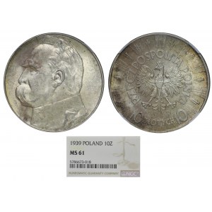 Poland, Second Republic, 10 gold 1939 Pilsudski