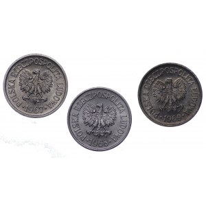 Polska, PRL, 10 groszy 1967, 1968, 1969 - zestaw 3 sztuk