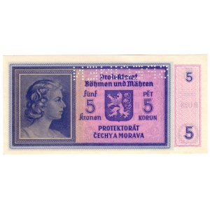 Protektorát Čechy a Morava, 5 korún 1940, SPECIMEN