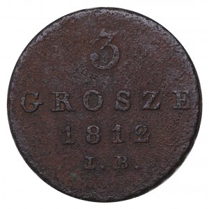 Duchy of Warsaw 3 Pennies 1812 IB 2 in date wrapped
