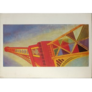 Pocztówka vintage z reprodukcją: Robert Delaunay, Wieża Eiffla, 1987