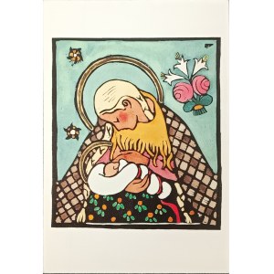 Pocztówka z reprodukcją: Lela Pawlikowska, Matka Boska Karmiąca