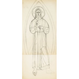 Jerzy Nowosielski (1923 Krakau - 2011 ebd.), Ikone des Barmherzigen Christus, Jesus, der auf dich vertraut, polychrome Skizze, 2 Mitte der 1950er Jahre.
