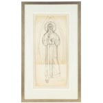 Jerzy Nowosielski (1923 Krakau - 2011 ebd.), Ikone des Barmherzigen Christus, Jesus, der auf dich vertraut, polychrome Skizze, 2 Mitte der 1950er Jahre.