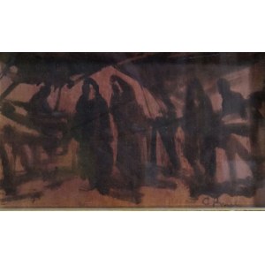 Cosimo Privato, Cosimo Privato, Mixed media oil painting on hardboard depicting figures