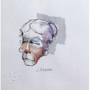 Renato Varese, litografia a colori con autentica e firma in calce raffigurante volto