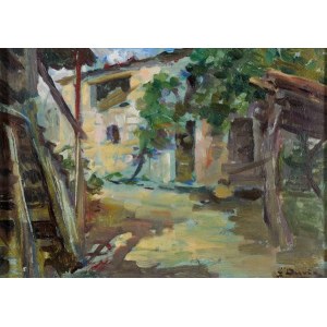 GIUSEPPE DUODO (VENEZIA 1887 - 1955), Casolare, olio su tavola