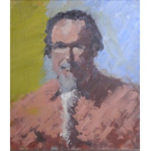 Mixed media painting on masonite depicting a male figure, 900s era