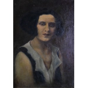 Dipinto olio su tela raffigurante una giovane donna a mezzo busto
