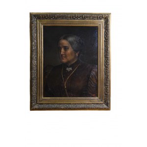Dipinto olio su tela raffigurante una figura femminile a mezzo busto