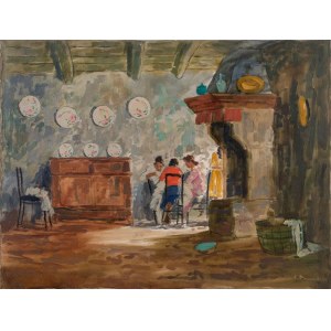 COSIMO PRIVATO (VENEZIA, 1889 - 1971), Interno, olio su tela