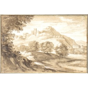 Alessio De Marchis, Landscape with river and castle in the background