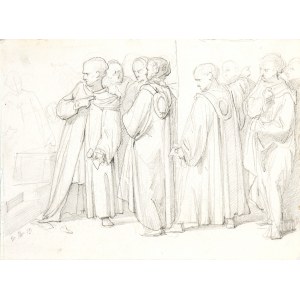 Alessandro Guardassoni, Preparatory study for the right-hand figures in the painting 'Pier Capponi tears up the pacts imposed by Charles VIII'.