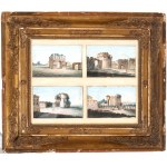Artista attivo a Roma, XVIII - XIX secolo, a)Arch of Giano; b) Mausoleum of Cecilia Metella; c) Temple of Minerva Medica; d) Temple of Sibyl. Suite of four Views of Roman Monuments