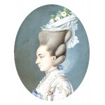 Carl Friedrich Holtzmann, a) Profile portrait of a gentlewoman with cap; b) Profile portrait of a young gentlewoman with earrings and necklace. Pair of miniatures