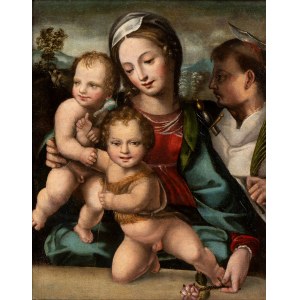 Artista senese, XVI secolo, Madonna and Child with the Infant Saint John and Saint Peter Martyr