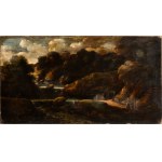 Gaspard Dughet, Landscape with river, small waterfalls and figures