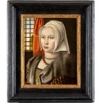 Artista olandese, XVII secolo, Portrait of a young Dutch gentlewoman wearing cap and coral necklace