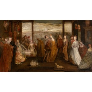 Artista fiammingo attivo a Venezia, fine XVI - inizio XVII secolo, Wedding reception in a Venetian palace
