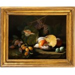 Marco Antonio Rizzi, Still life of mushrooms, figs, grapes, pumpkin and plums