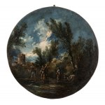 Antonio Francesco Peruzzini, Series of four roundels depicting river landscapes with figures and buildings