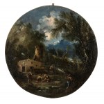 Antonio Francesco Peruzzini, Series of four roundels depicting river landscapes with figures and buildings