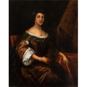 Artista attivo a Roma, XVIII secolo, Portrait of a noblewoman with pearl necklace and bracelet