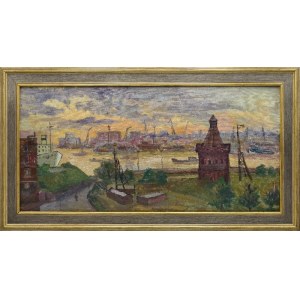 Donald SOLO (1919-2010), View of the Gdansk shipyard