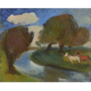 Jan GOLUS (1895-1964), Landscape with horses