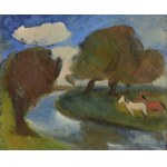Jan GOLUS (1895-1964), Pejzaż z końmi