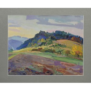 Leszek STAŃKO (1925-2011), Landschaft mit Ruinen auf einem Hügel, 1953